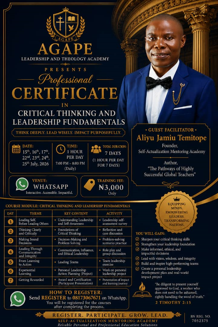 Register at Agape Leadership Academy